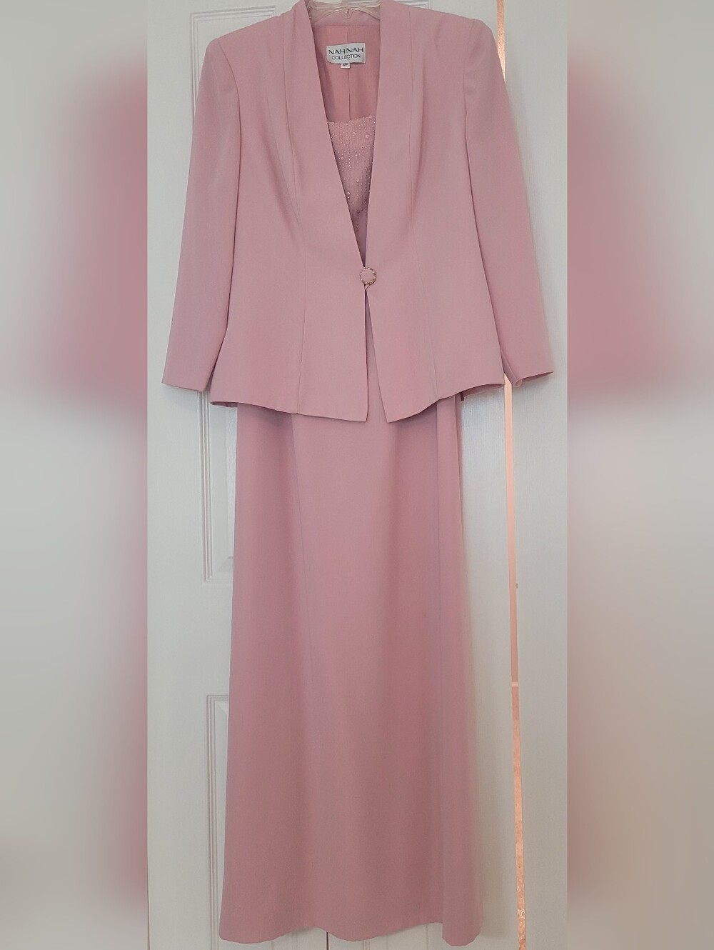 Vintage Kasper Blush Pink Maxi Dress with Matching Jacket